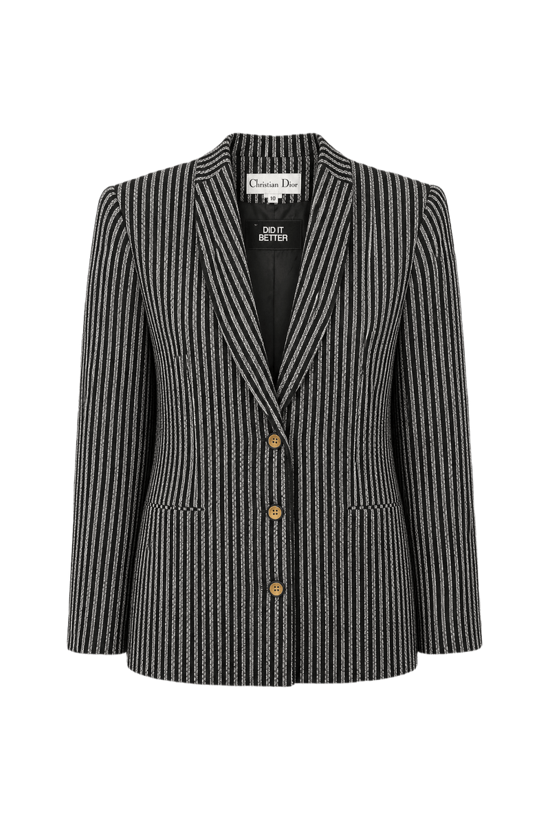 1980s Black Wool Blazer - Front View