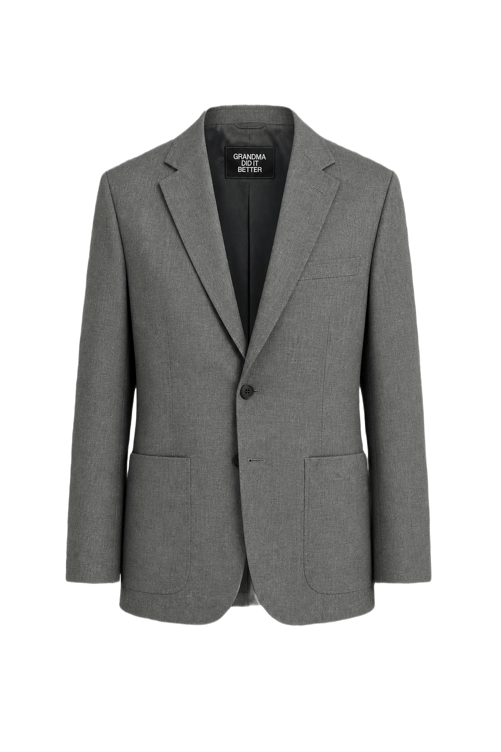 1980s Grey Wool Blend Blazer - Front View
