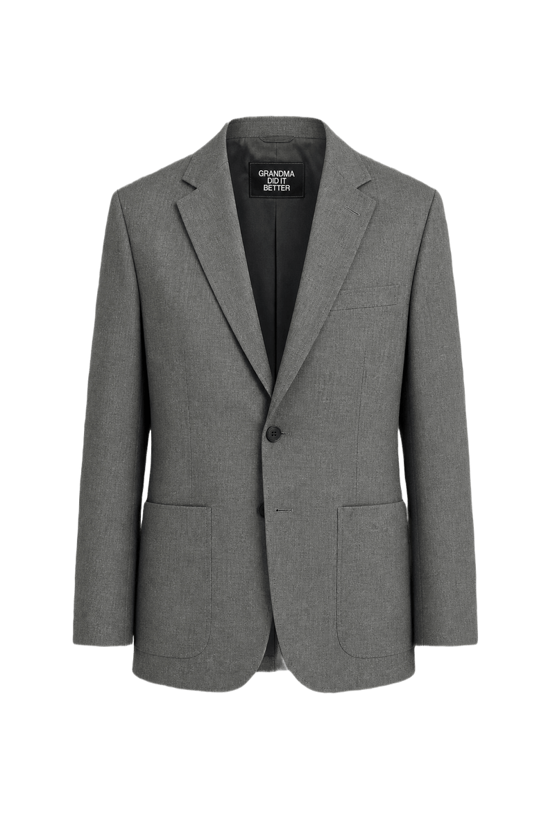 1980s Grey Wool Blend Blazer - Front View