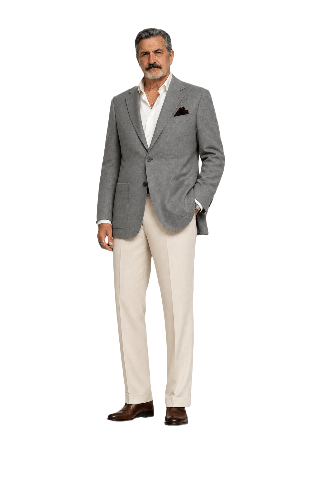 1980s Grey Wool Blend Blazer - Model
