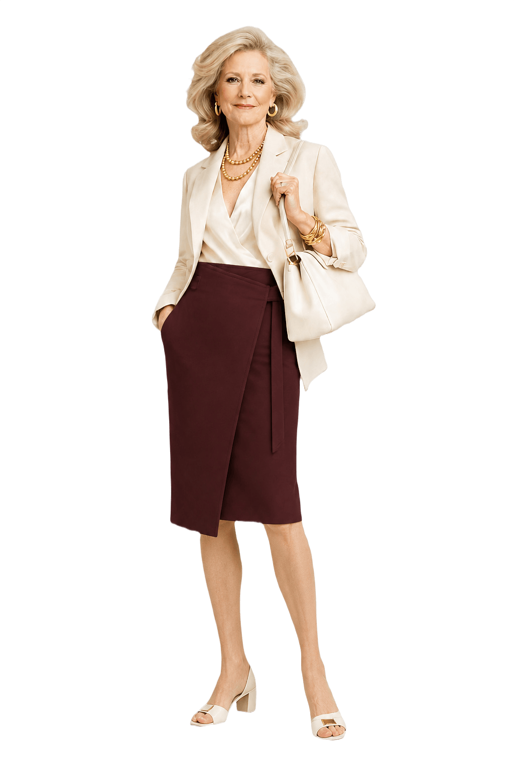 1970s Burgundy Wool Blend Skirt - Model