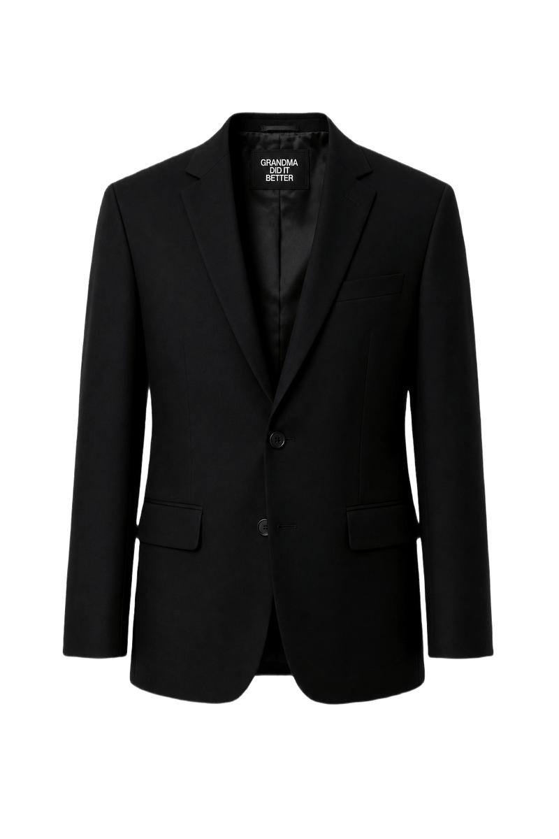 1980s Black Wool Blazer - Front View