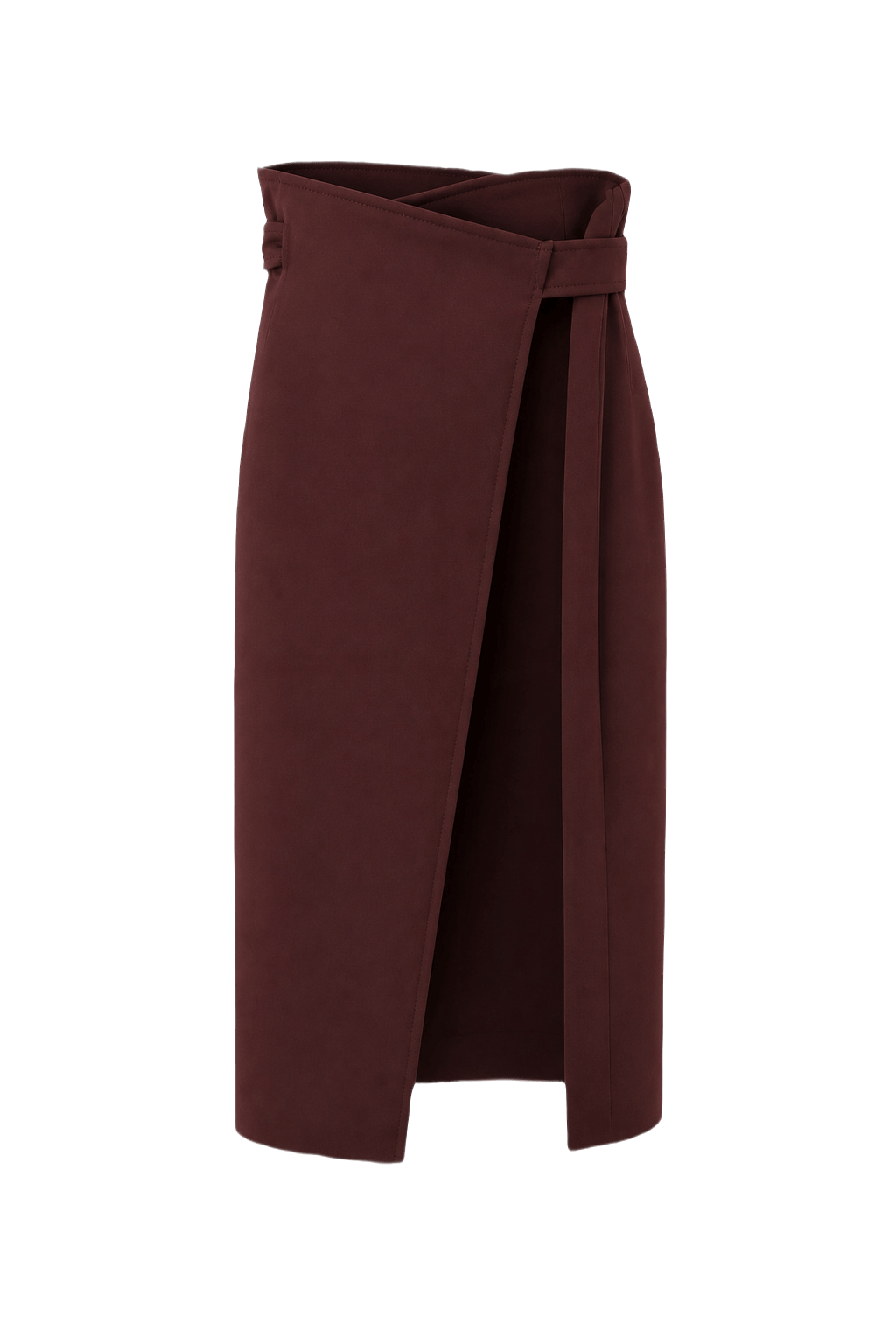 1970s Burgundy Wool Blend Skirt - Front View