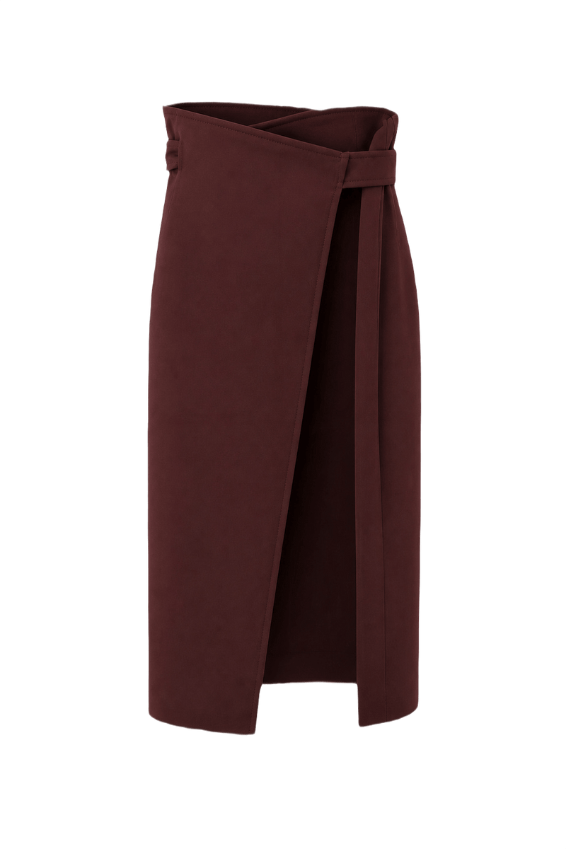 1970s Burgundy Wool Blend Skirt - Front View