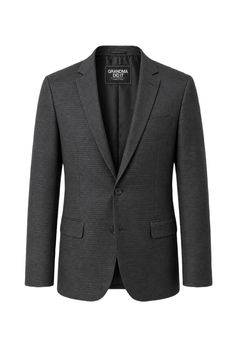 1980s Charcoal Grey Wool Blazer - Front View
