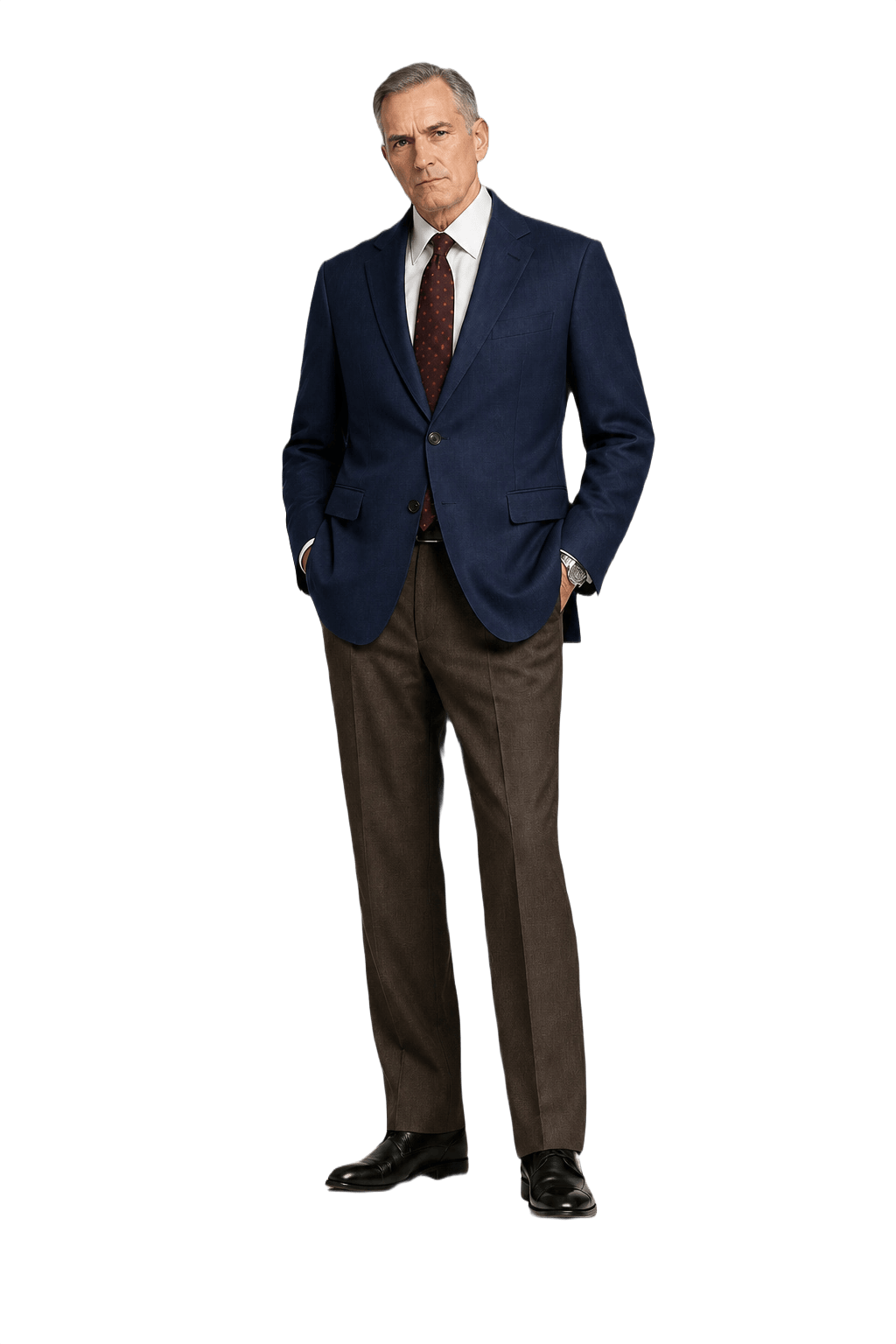 1980s Navy Blue Wool Blazer - Model