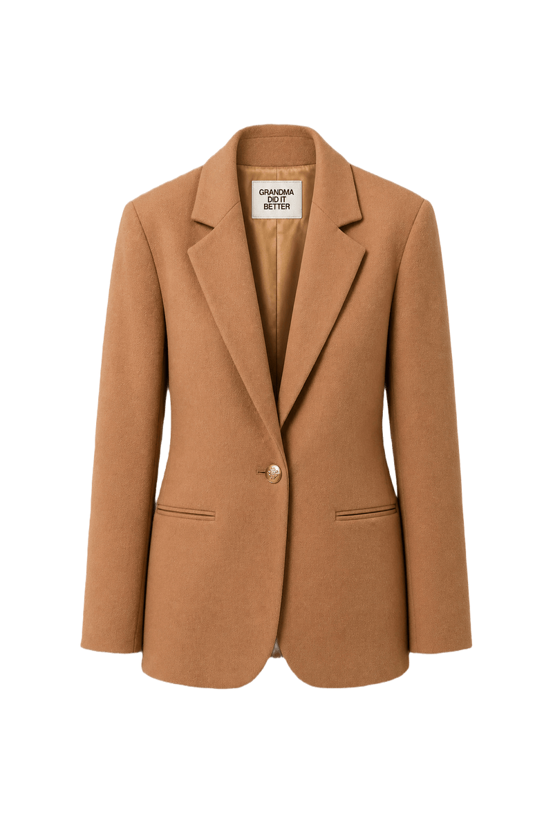1980s Beige Wool Jacket - Front View