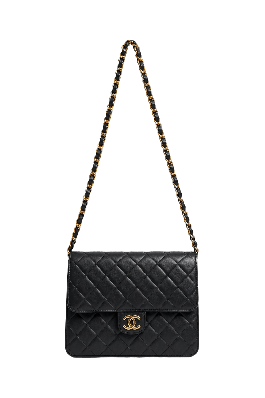 1990s Black Leather Bag - Front View