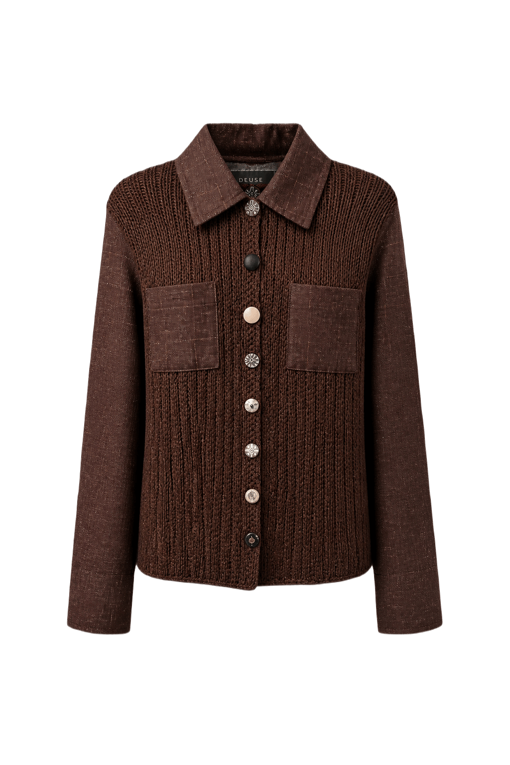 1970s Brown Wool Blend Cardigan - Front View