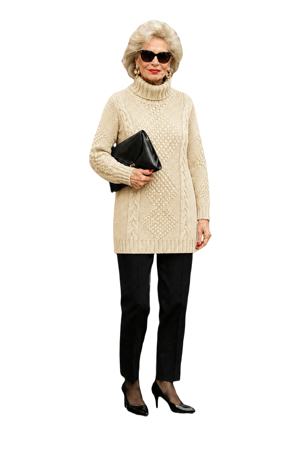 1980s Cream Wool Blend Sweater - Model
