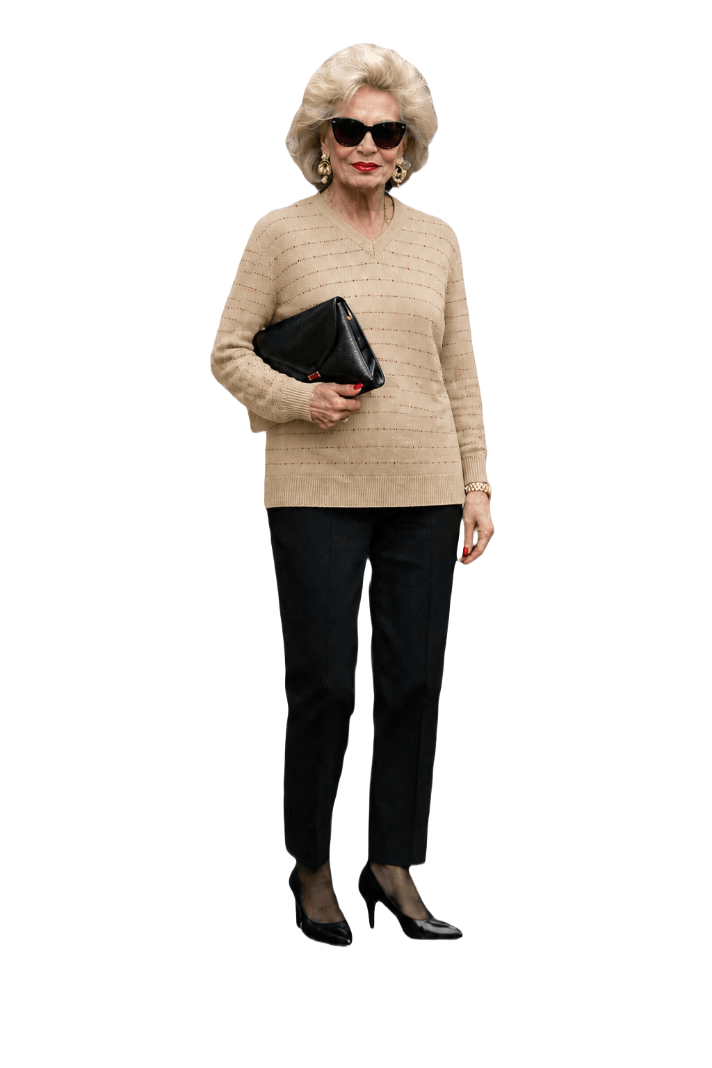 1980s Beige Wool Blend Sweater - Model