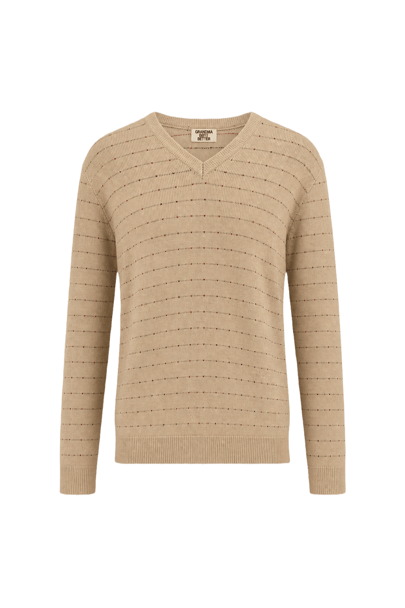 1980s Beige Wool Blend Sweater - Front View