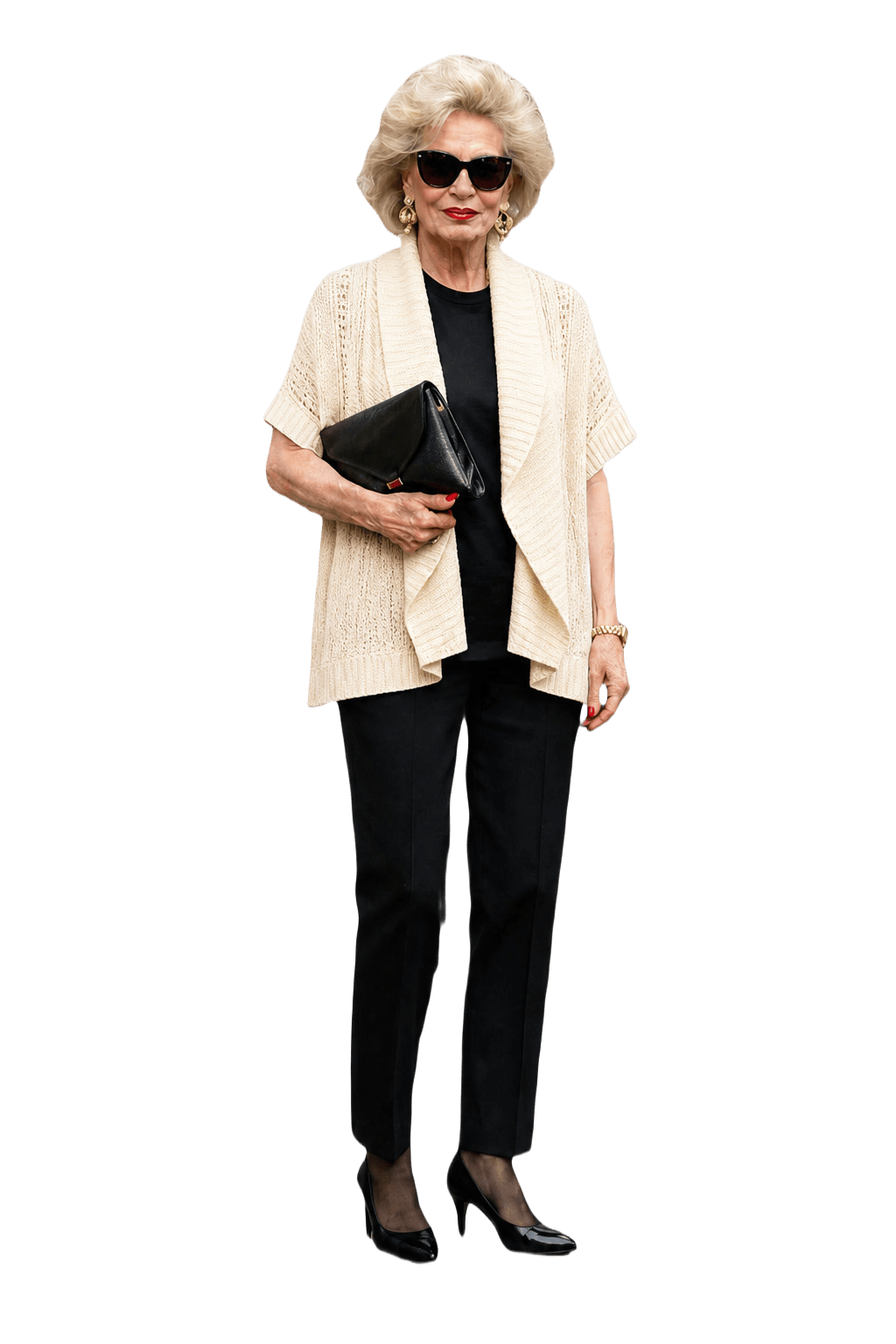 1980s Cream Cotton Cardigan - Model
