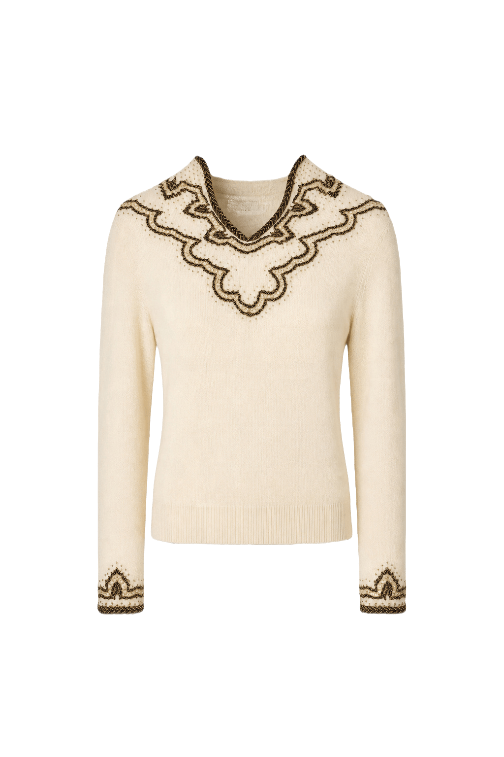 1980s Cream Wool Sweater - Front View
