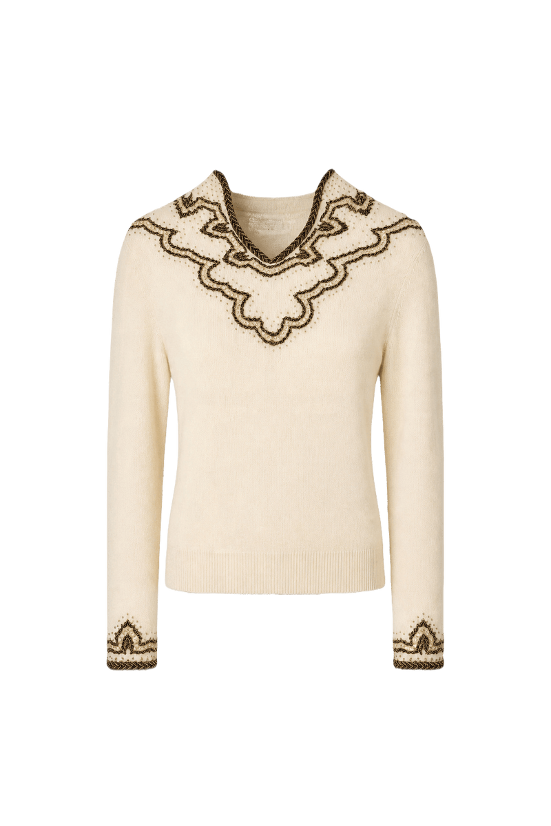 1980s Cream Wool Sweater - Front View