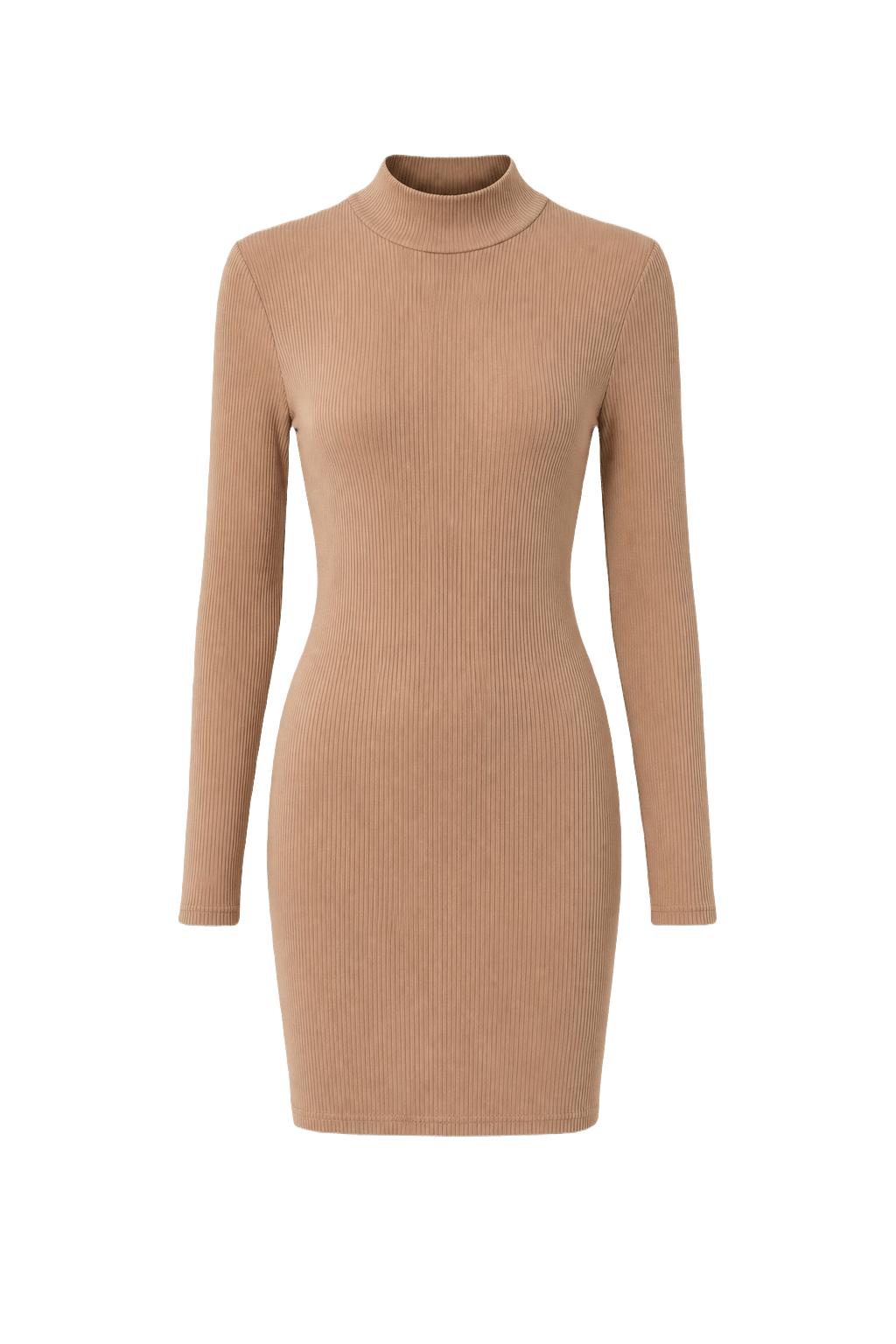 1990s Taupe Wool Blend Dress - Front View