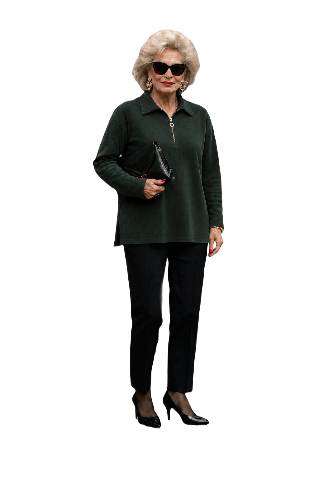 1980s Dark Green Wool Sweater - Model