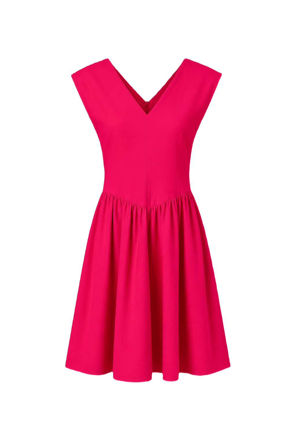 1980s Bright Pink Polyester Dress - Front View