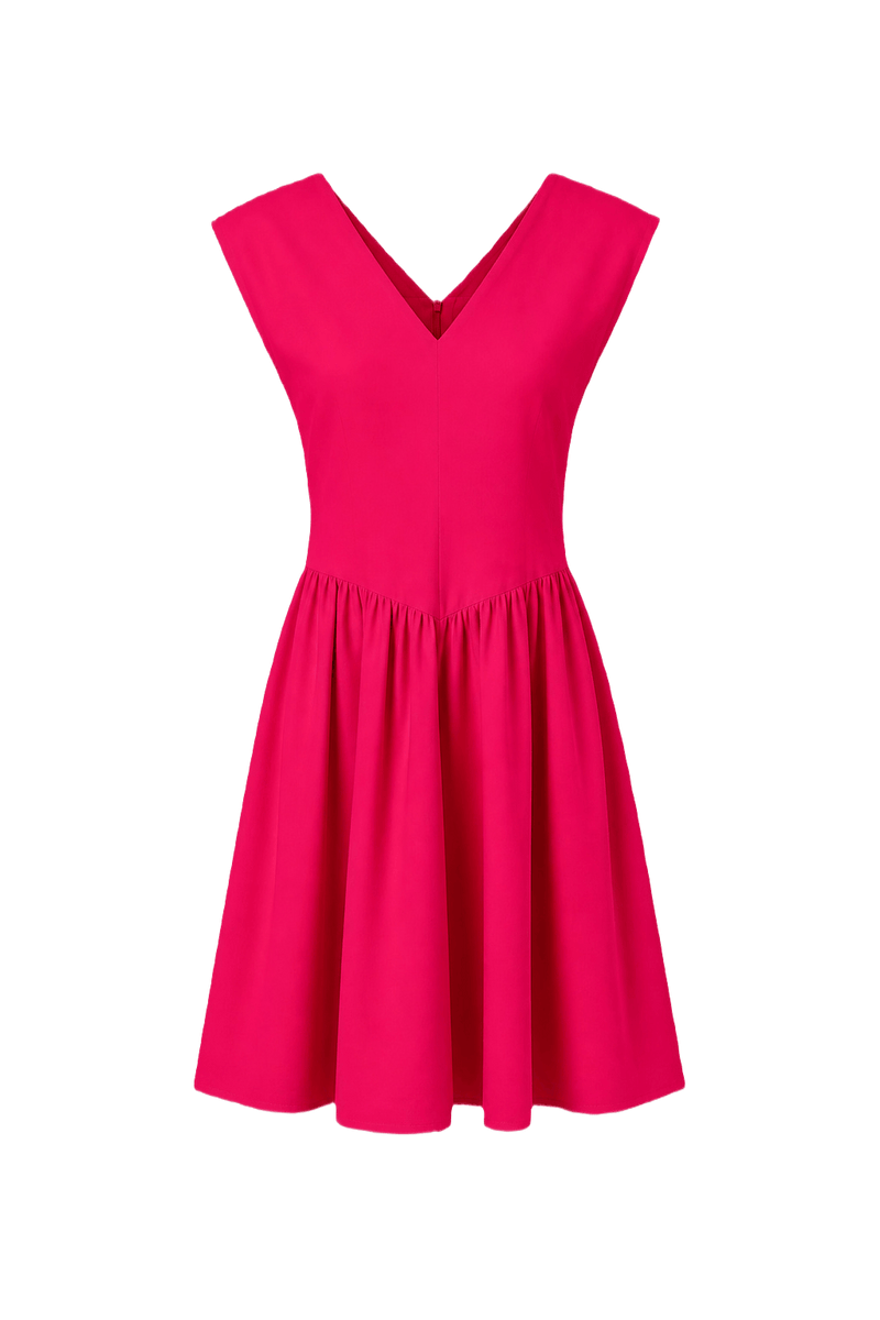 1980s Bright Pink Polyester Dress - Front View