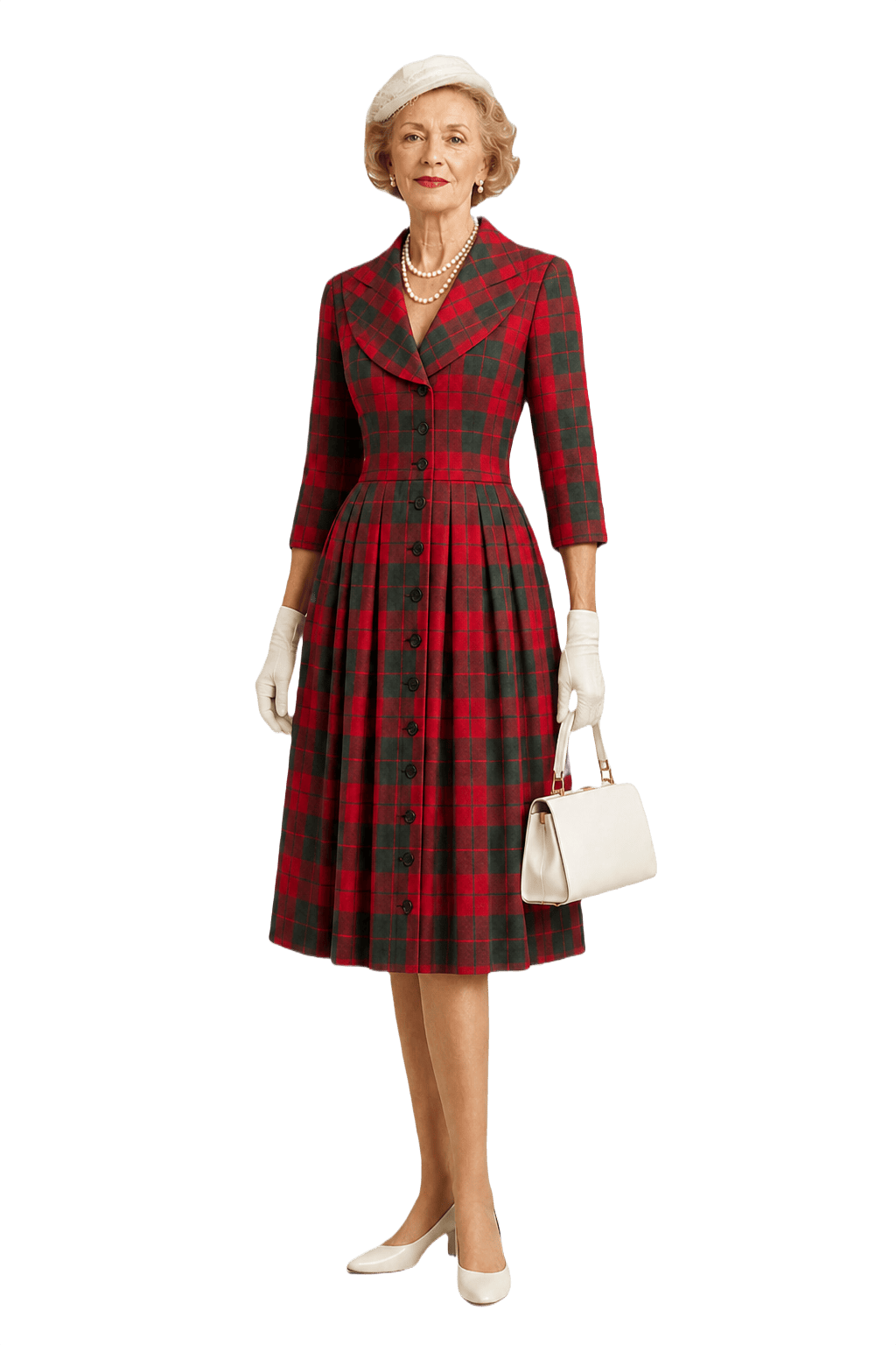 1950s Red Cotton Dress - Model