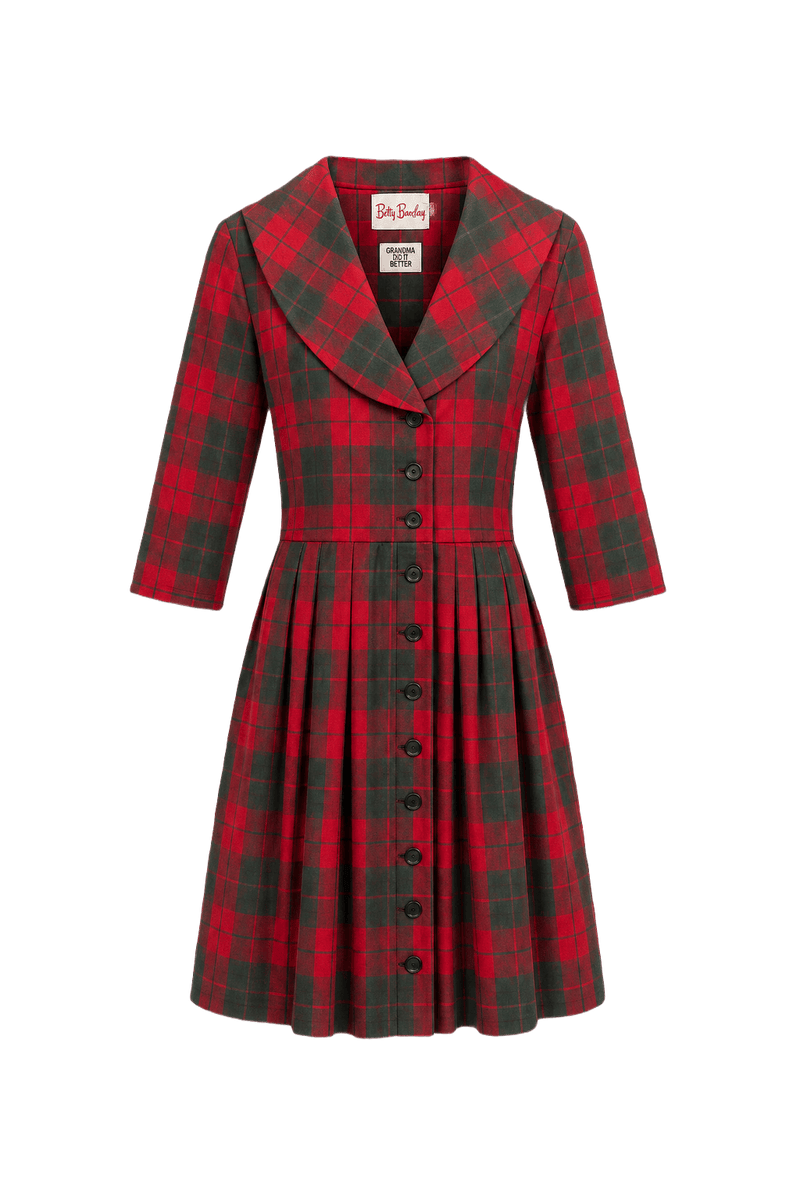 1950s Red Cotton Dress - Front View