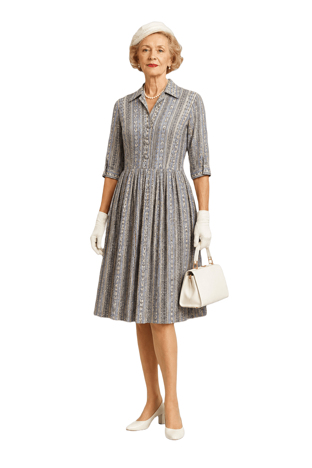 1950s Purple Polyester Dress - Model