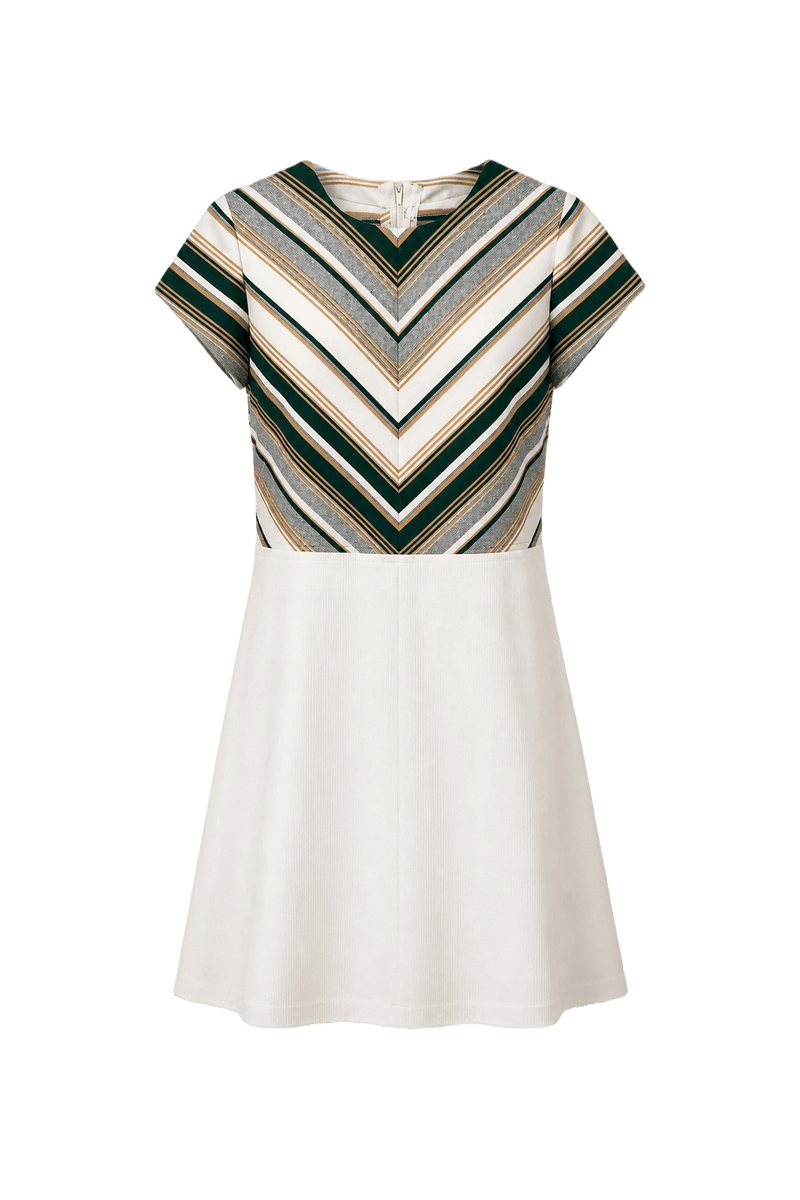 1950s White Polyester Shift Dress - Front View