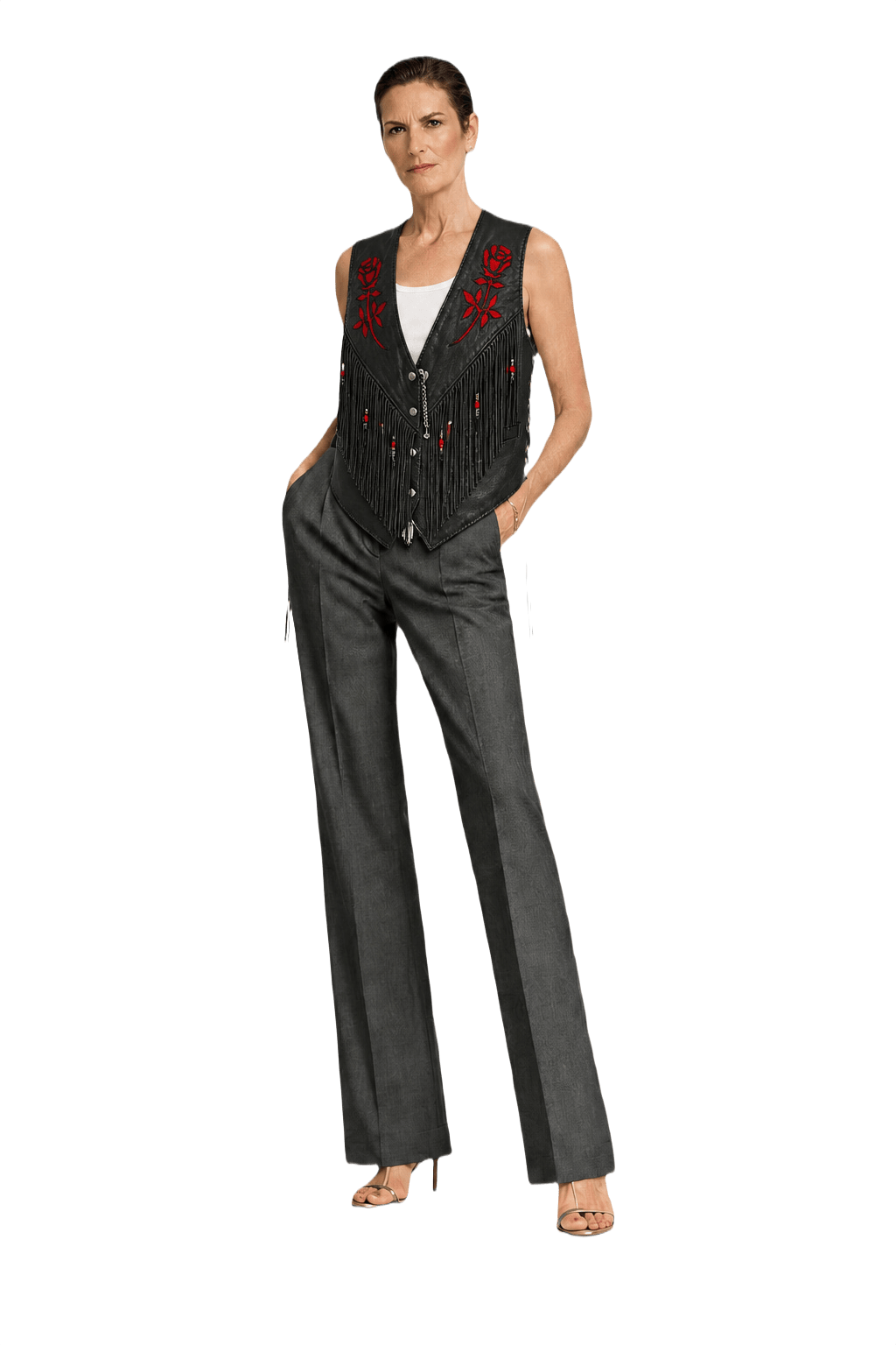 1990s Black Leather Vest - Model