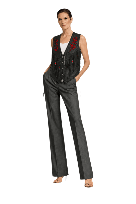1990s Black Leather Vest - Model
