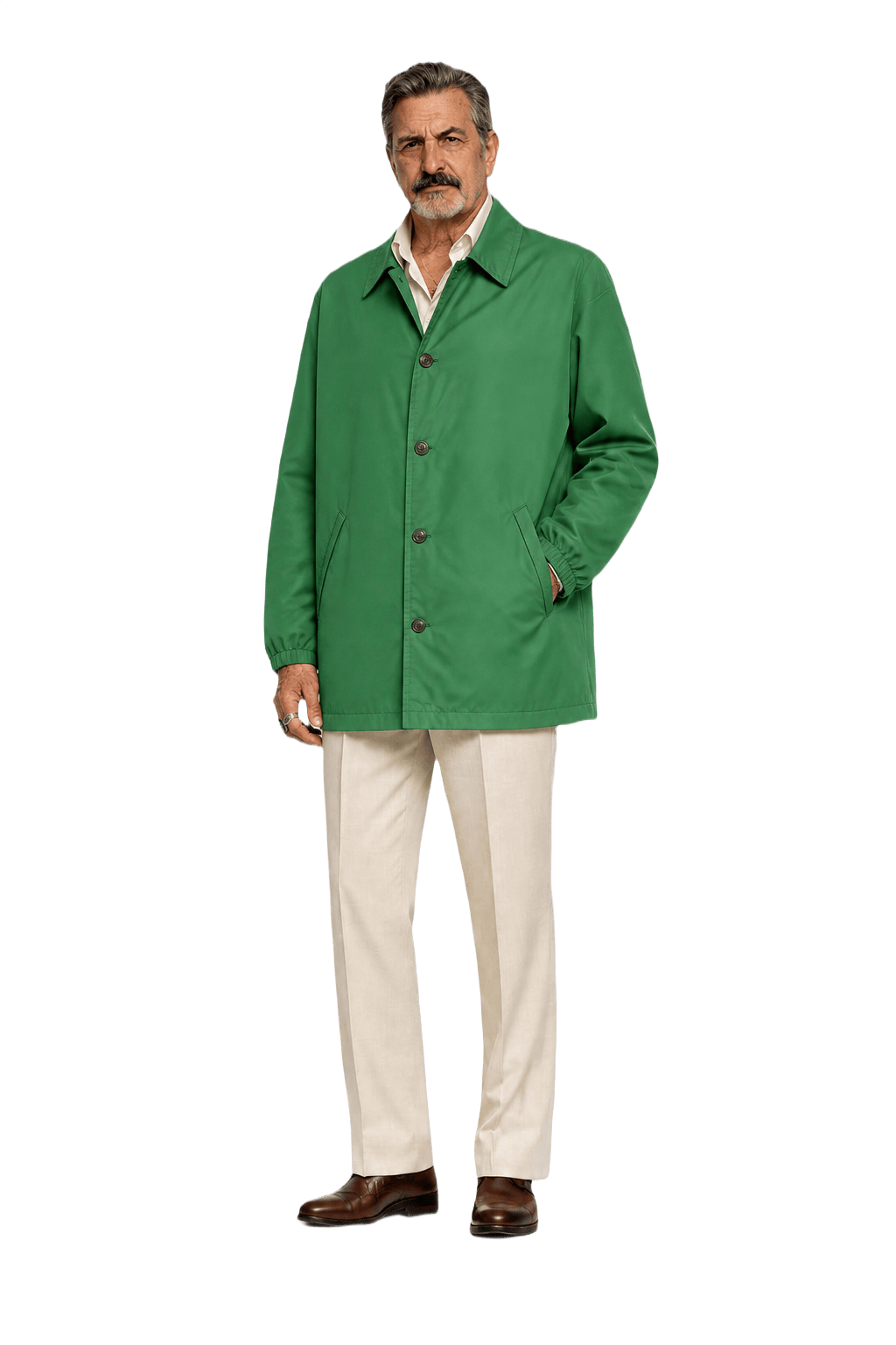 1980s Green Polyester Jacket - Model