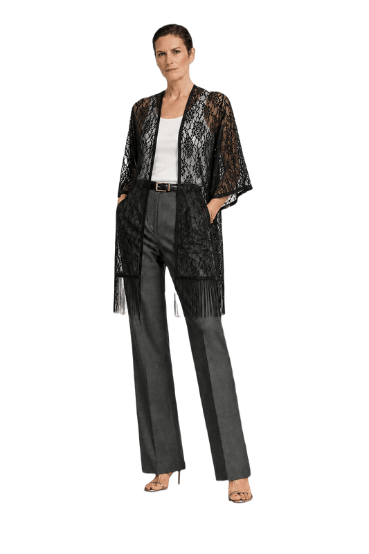 1990s Black Lace Cardigan - Model