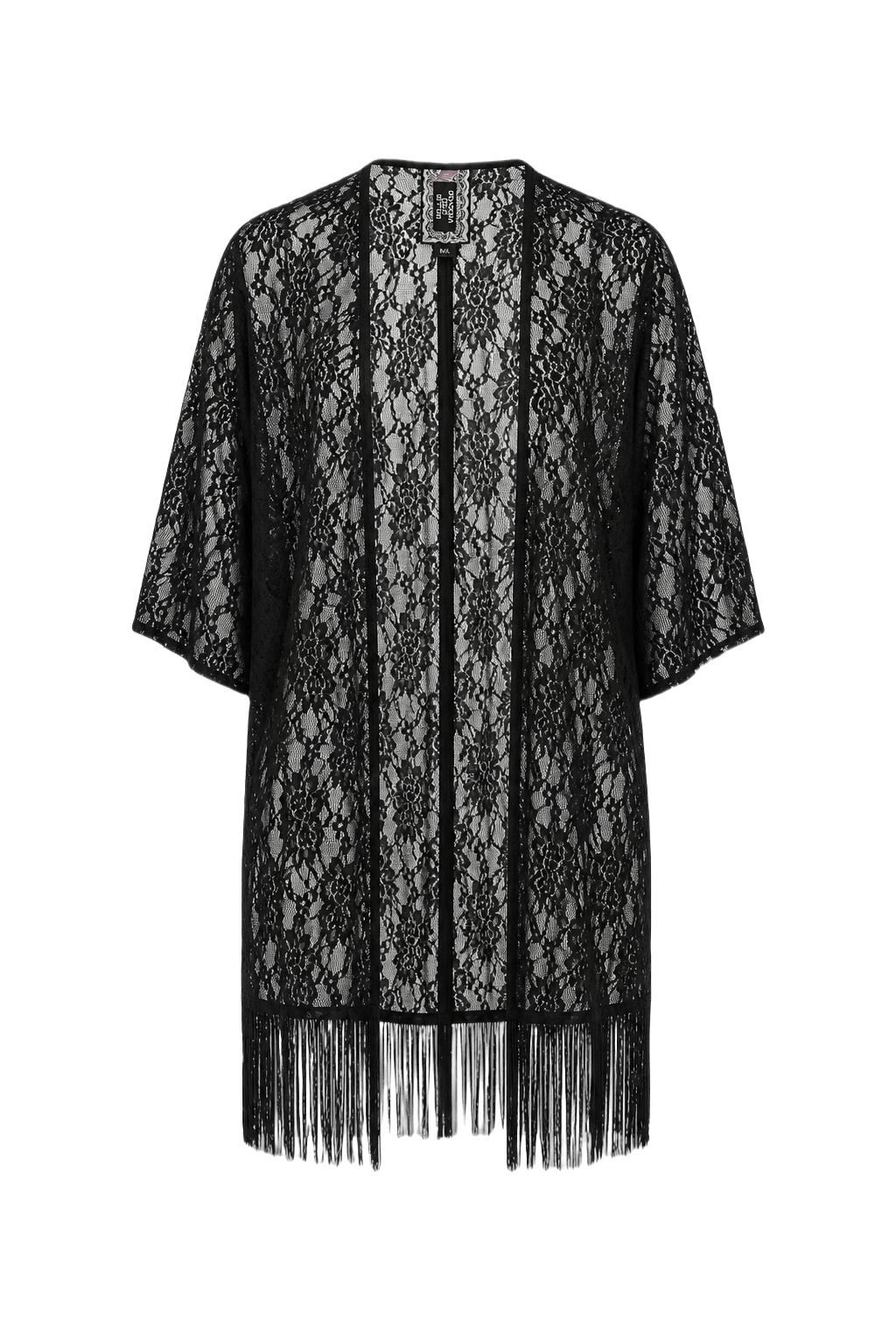 1990s Black Lace Cardigan - Front View