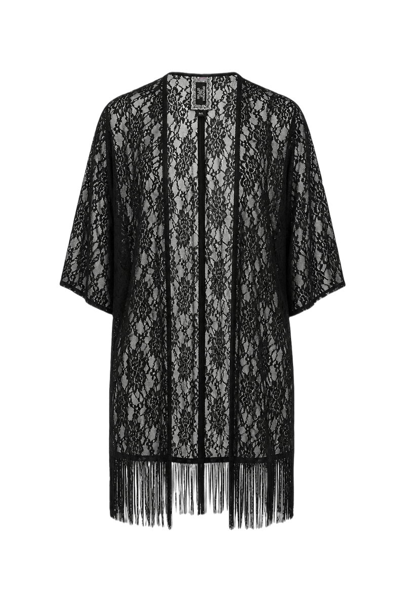 1990s Black Lace Cardigan - Front View