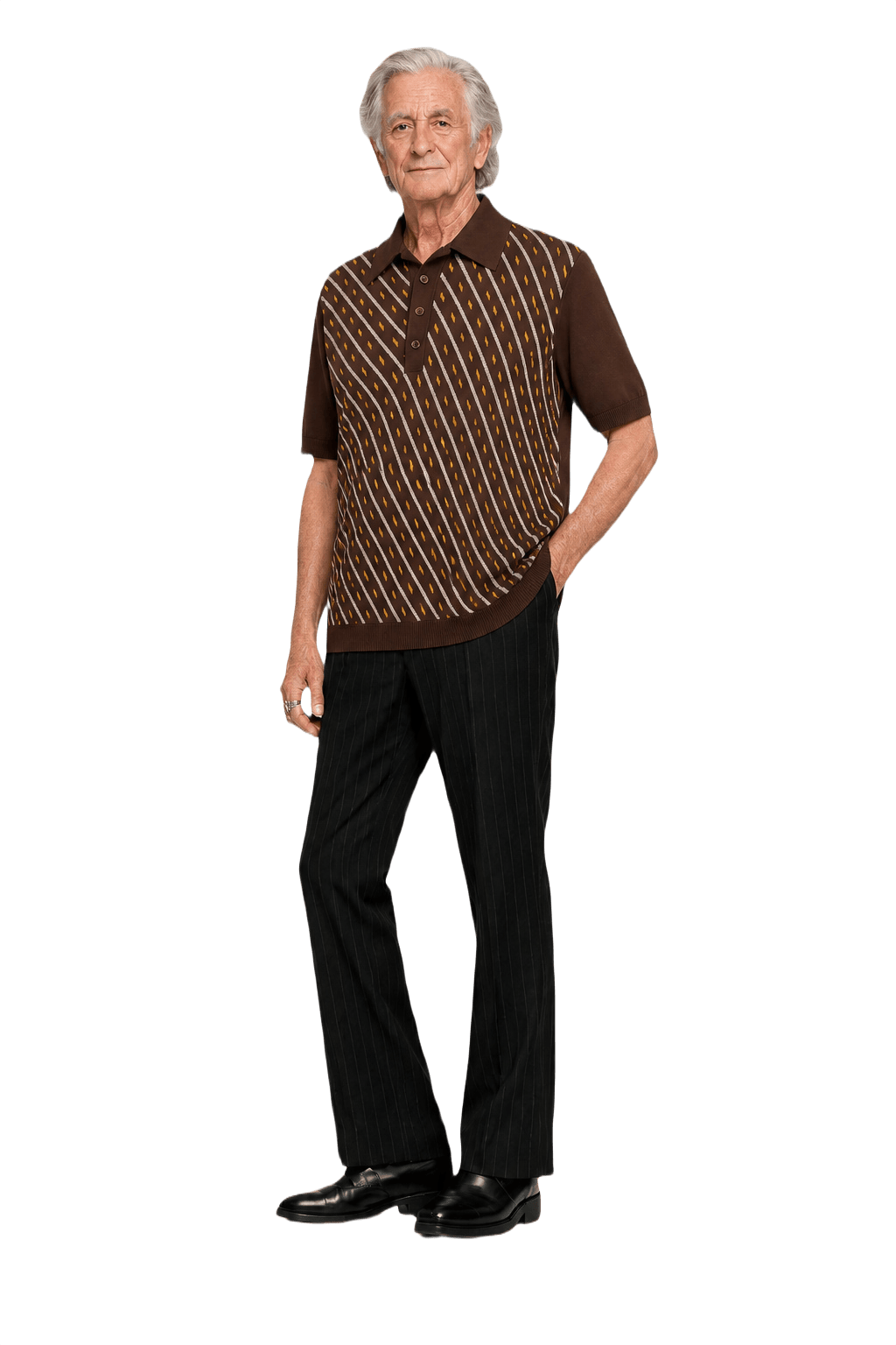 1970s Brown Polyester Polo - Model