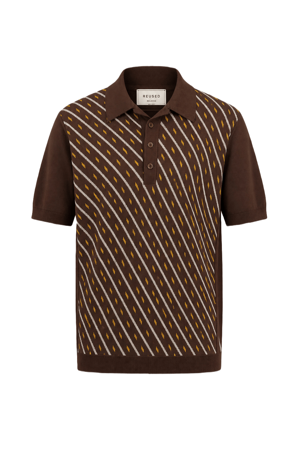 1970s Brown Polyester Polo - Front View