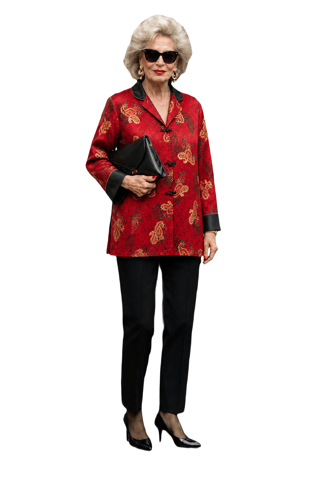 1980s Red Silk Shirt - Model