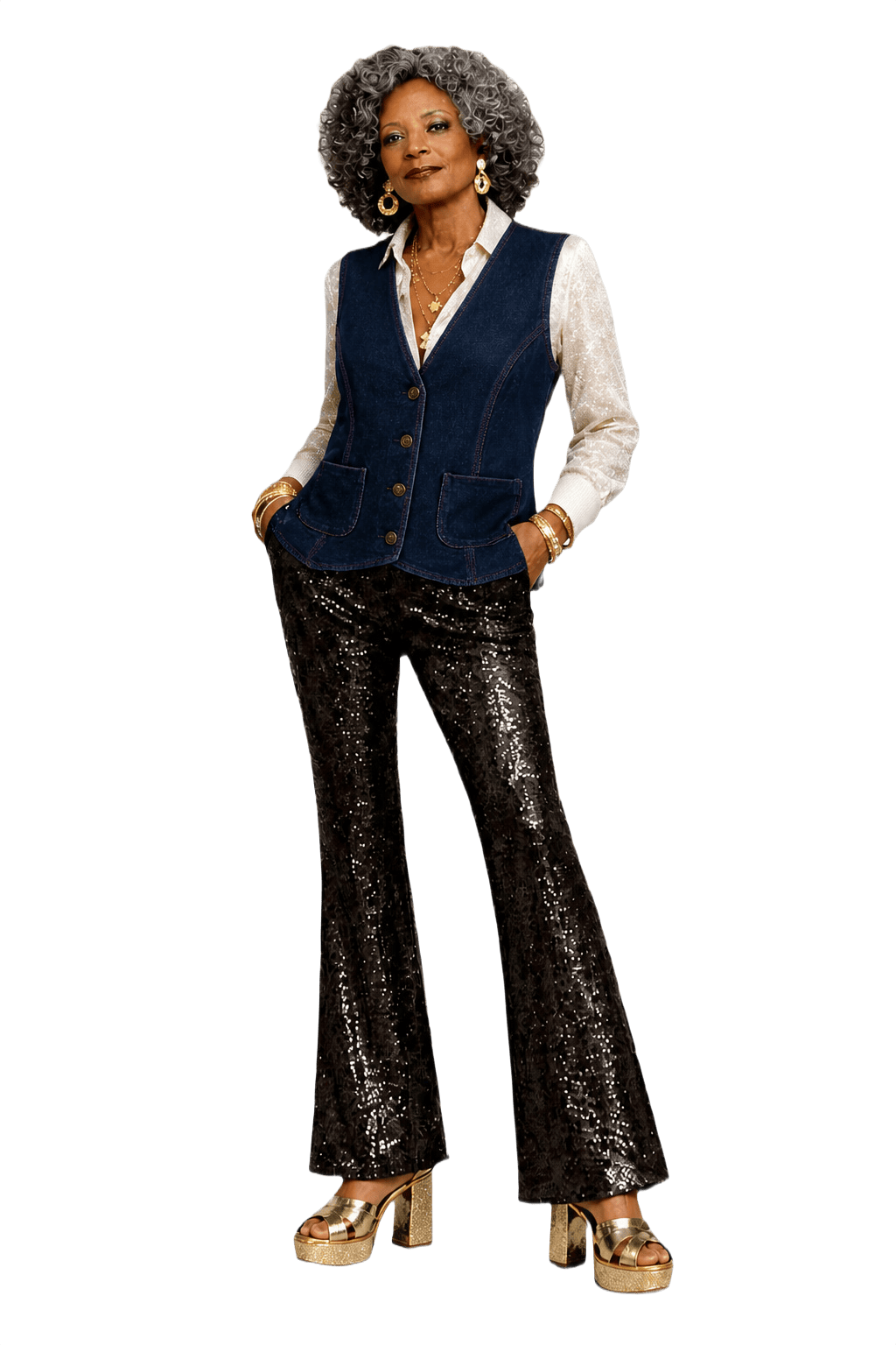 1980s Blue Denim Vest - Model