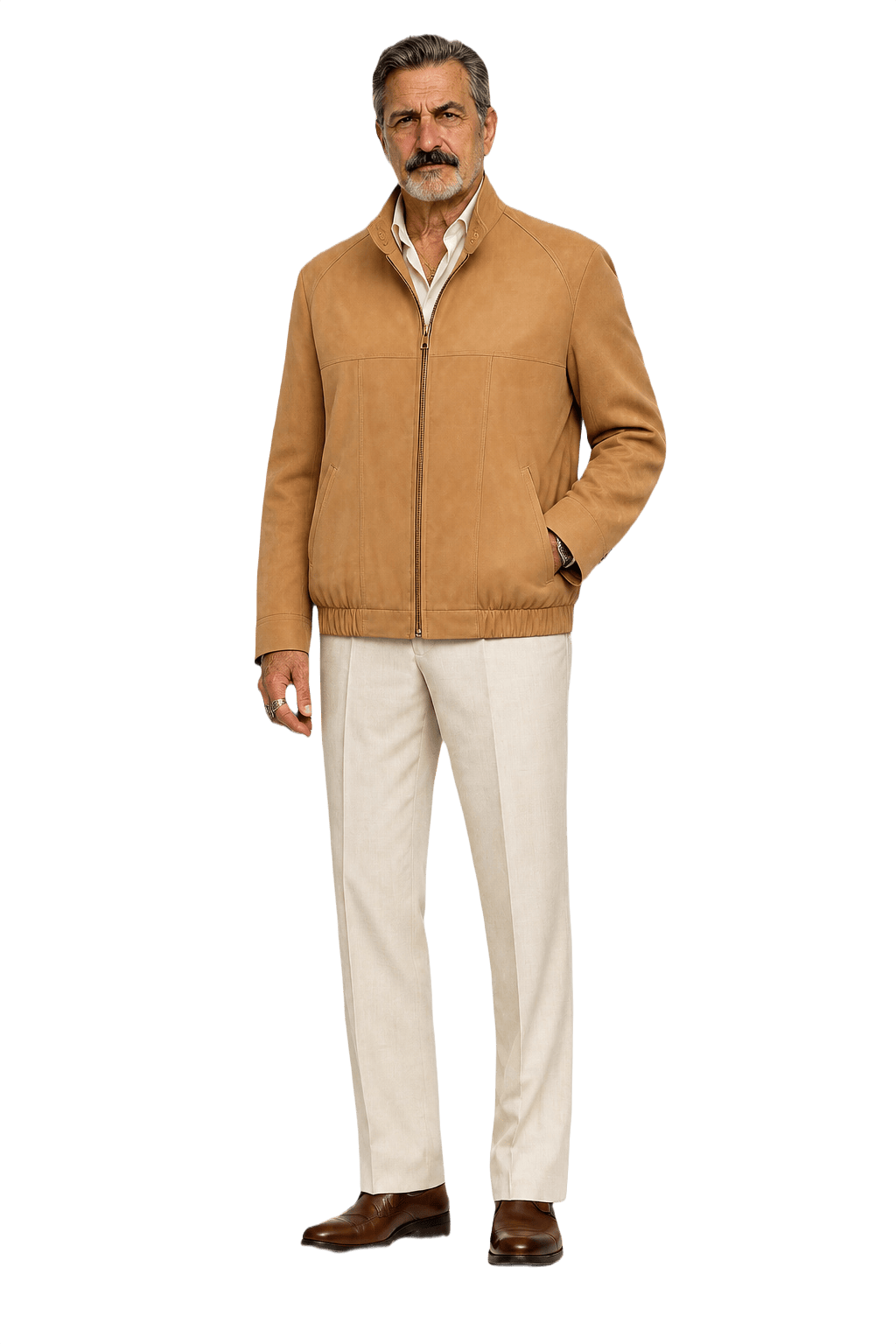 1980s Beige Cotton Blend Jacket - Model