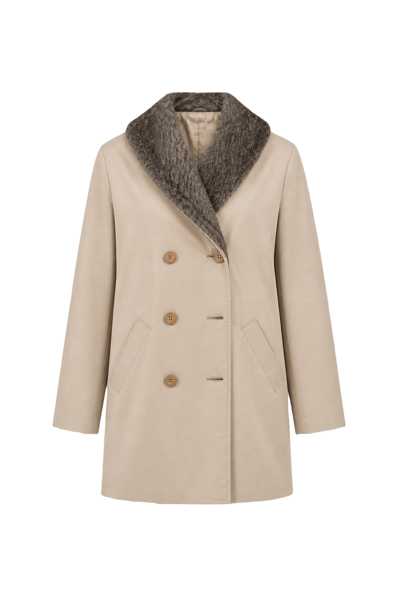 1980s Beige Wool Blend Coat - Front View