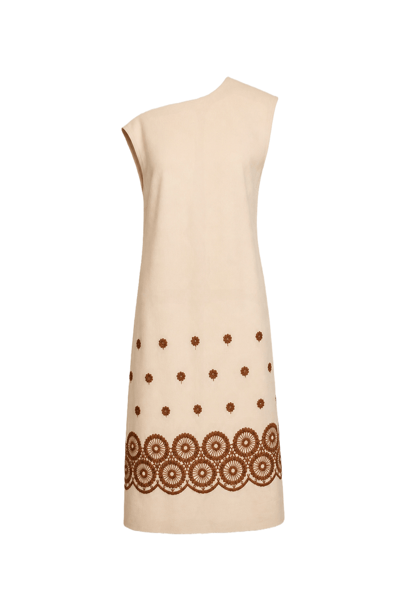 1960s Cream Cotton Shift Dress - Front View