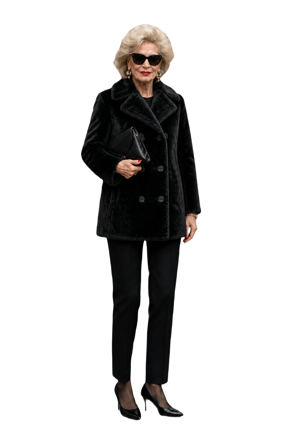 1980s Black Faux Fur Coat - Model