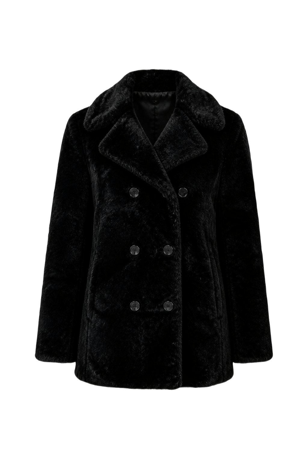 1980s Black Faux Fur Coat - Front View