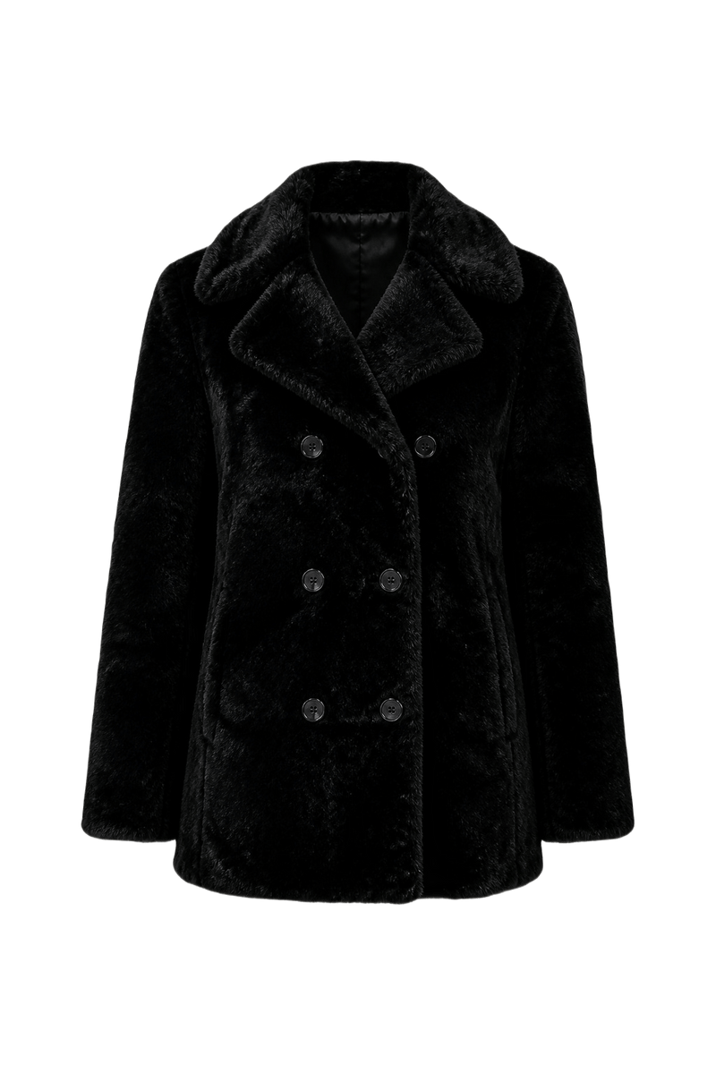 1980s Black Faux Fur Coat - Front View