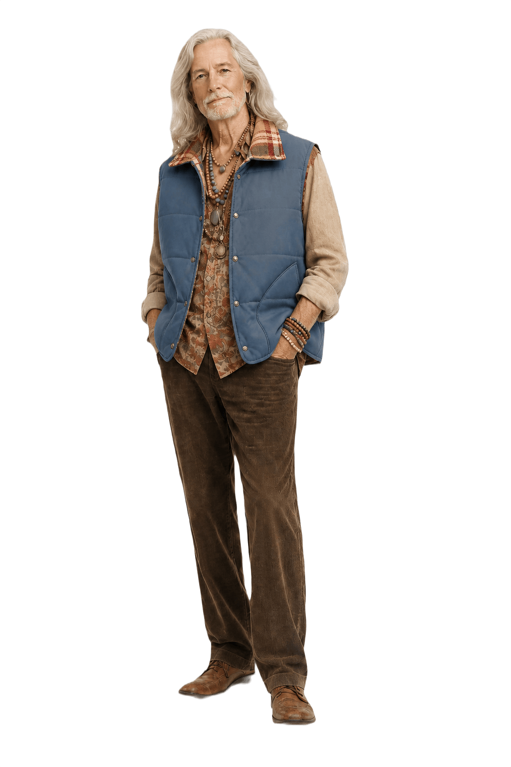 1970s Blue Polyester Vest - Model