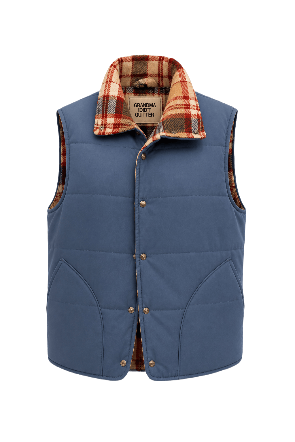 1970s Blue Polyester Vest - Front View