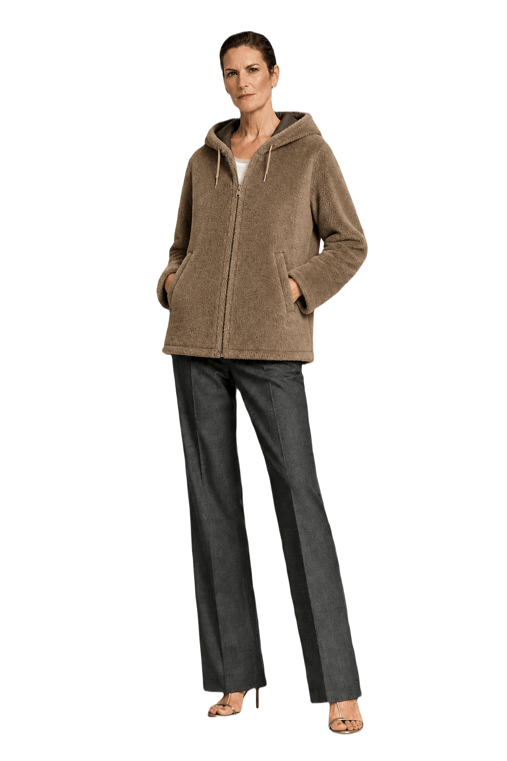 1990s Beige Polyester Blend Jacket - Model