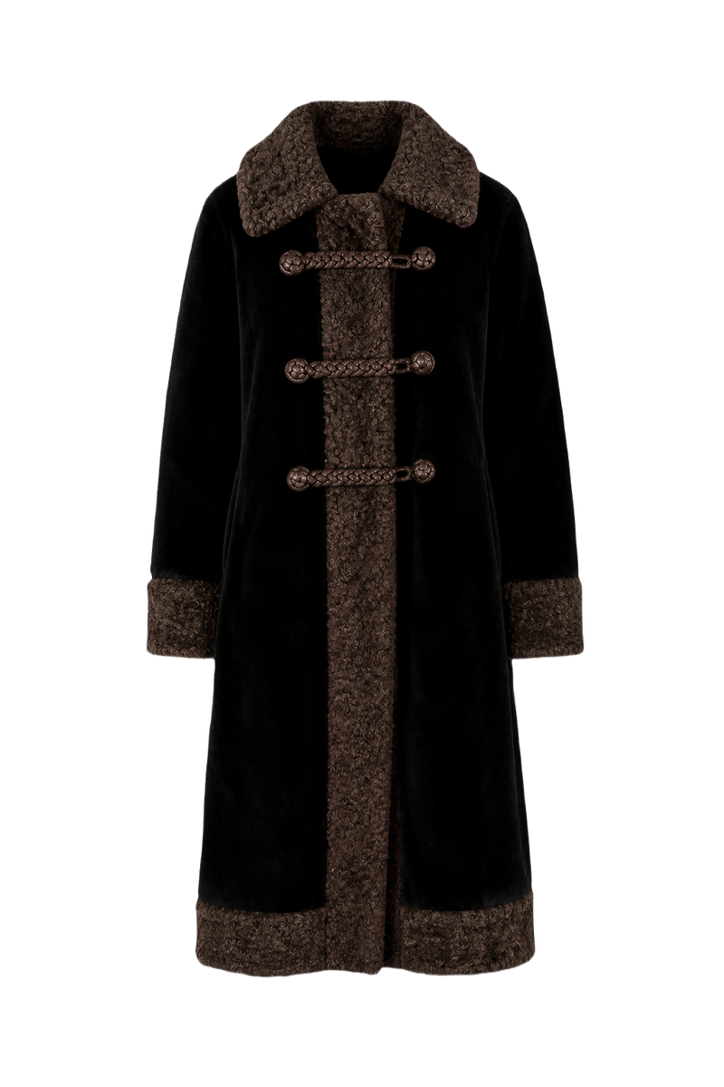 1970s Black Faux Fur Coat - Front View