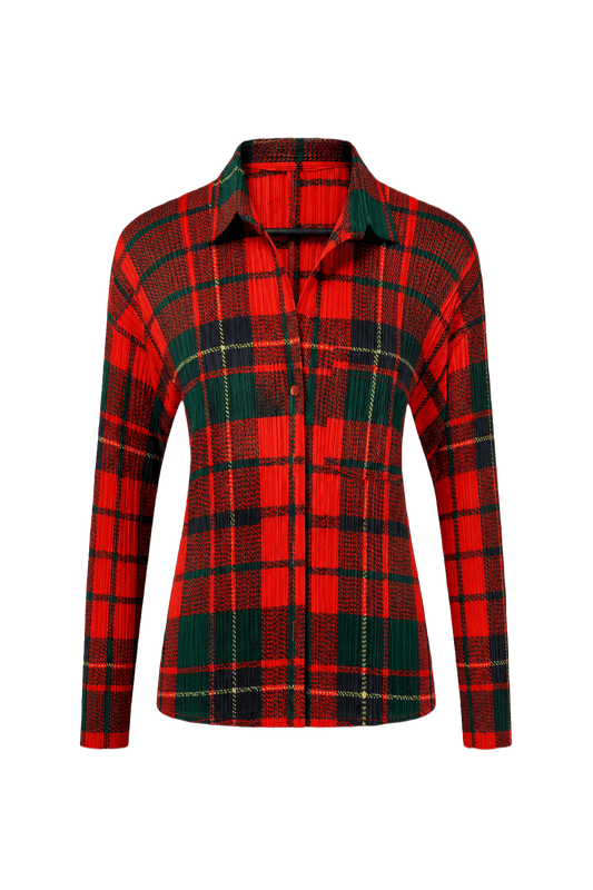 1990s Red Polyester Shirt - Front View