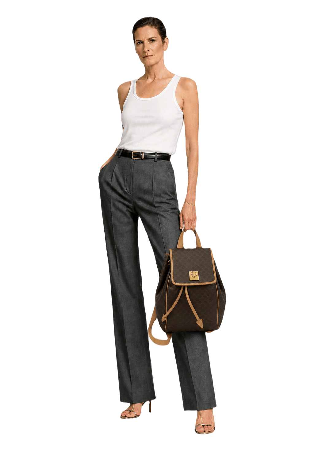[1990s] Dark Brown Canvas Bag - Model