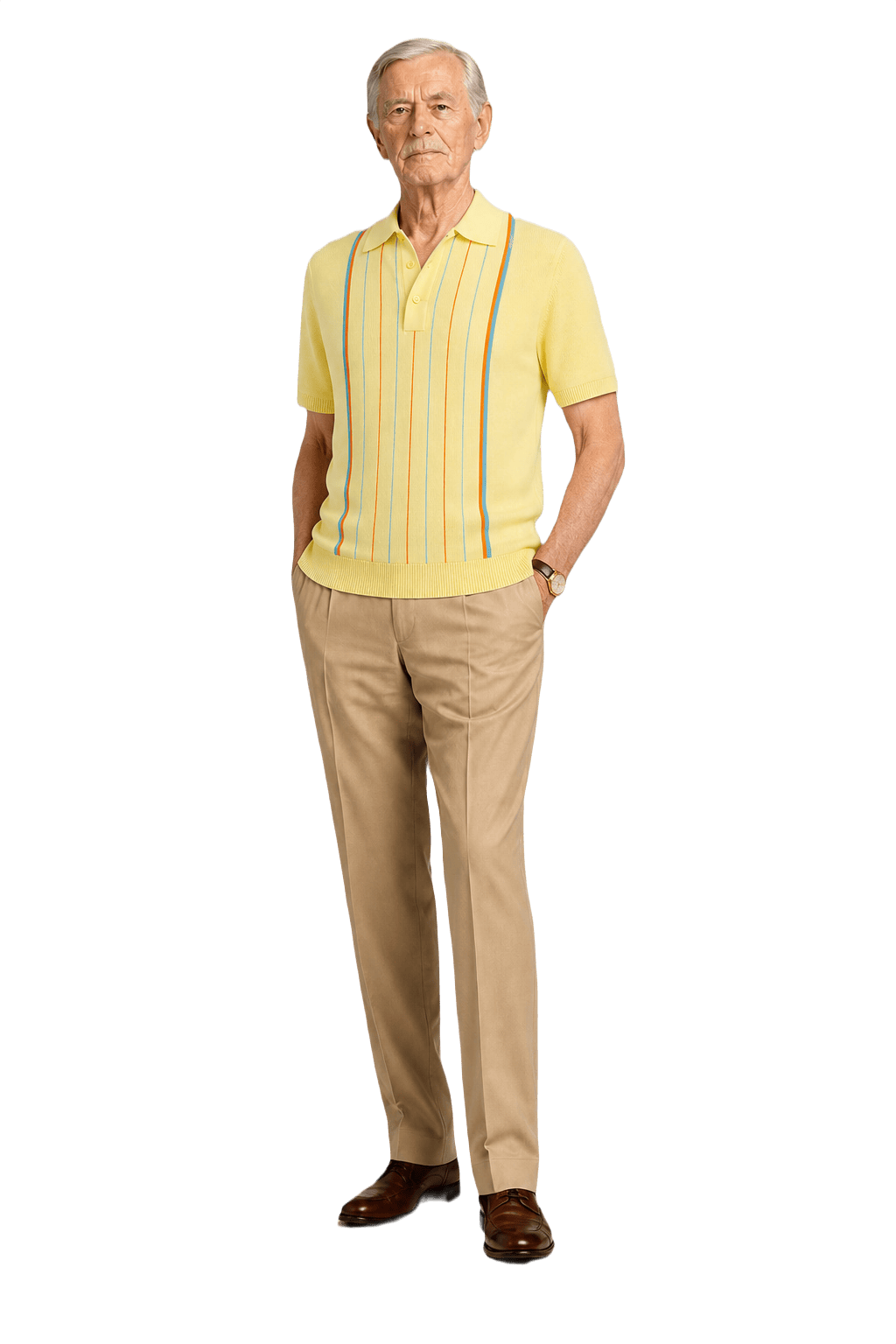 1960s Yellow Polyester Blend Polo - Model